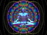 Human Sitting In Lotus Position Surrounded by Bio-Electromagnetic Field